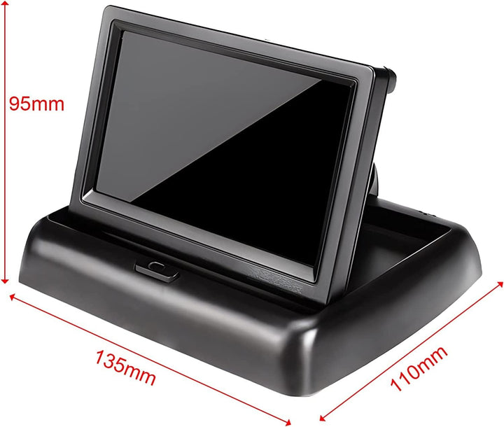 OBEST 4,3 Zoll TFT LCD Auto Farbe Rückfahrkamera Monitor, Faltbar Mit V1/V2 Video-Eingang, DC12V-24V