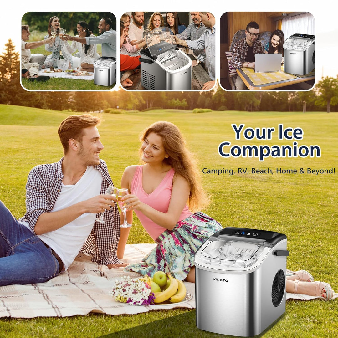 VINATO Eiswürfelmaschine Klein, 9 Eiswürfel in Nur 6-8 Minuten Eiswürfelmaschine, Tragbar Ice Cube M