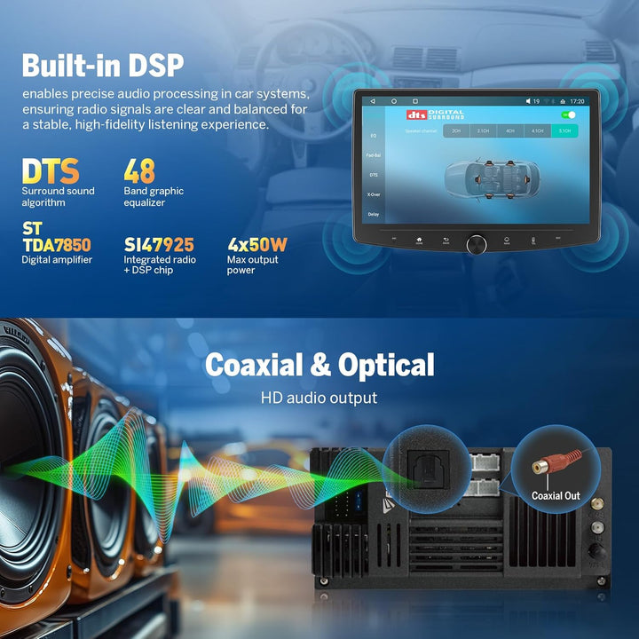 Eonon 10,1 Zoll Android 14 Radio Stereo Double Din GPS 4G LTE CarPlay Android Auto MirrorLink Blueto
