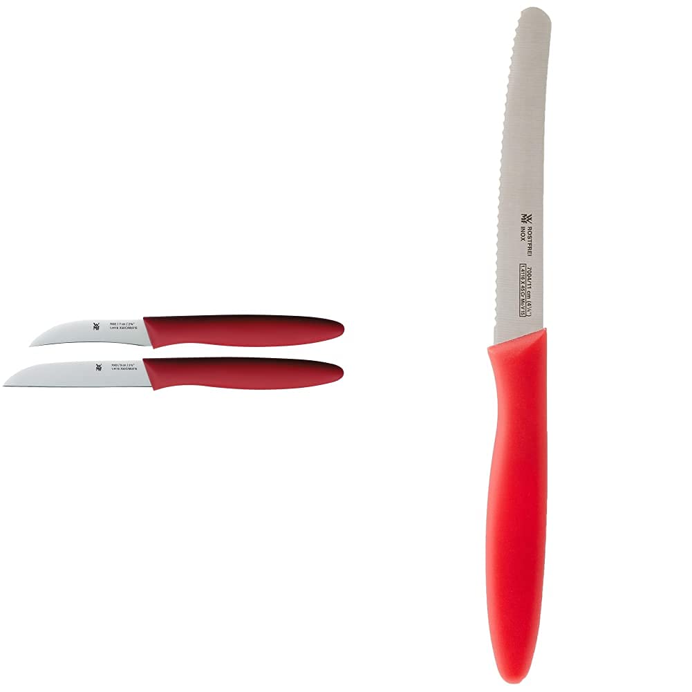 WMF Messerset, 2-teilig, mit Schälmesser und Gemüsemesser, Spezialklingenstahl, rot & Brotzeitmesser