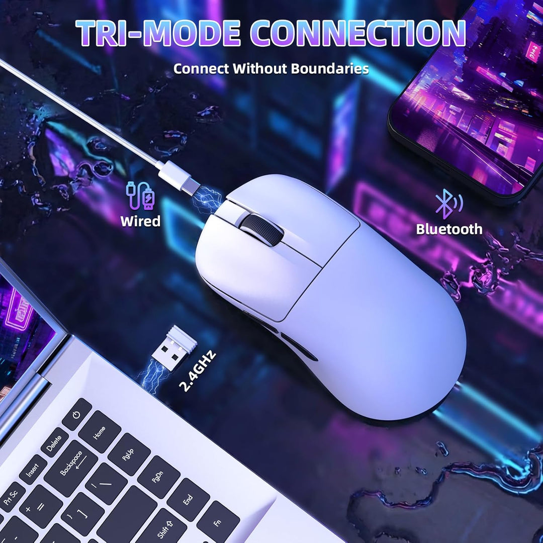 ZIYOU LANG×MAGIC-REFINER AJ199 Kabellose Gaming Maus Leicht, 49g Tri-Modus 2.4G/BT/Kabel, PixArt PAW