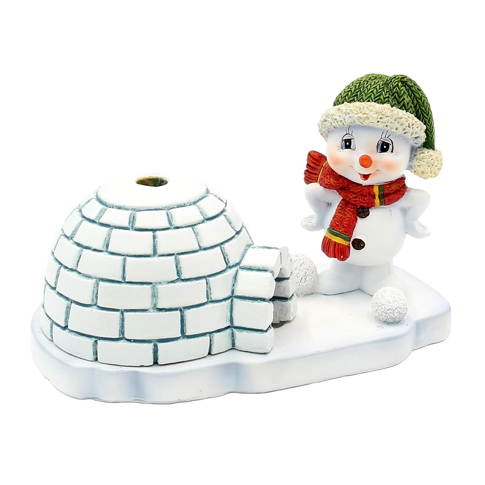 Keramik Schneemann - Deko, Winterkind, Schneemann, Räuchermännchen, Rauchfigur, Schneekind mit grüne