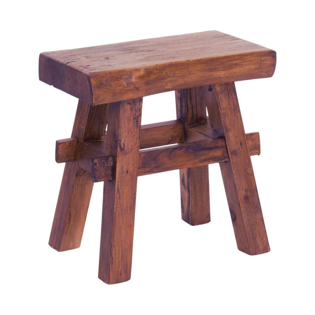 DESIGN DELIGHTS RUSTIKALER Holz HOCKER Vintage 40" | Recycling Hartholz, 43x45x27 cm (HxBxT) | Sitzh