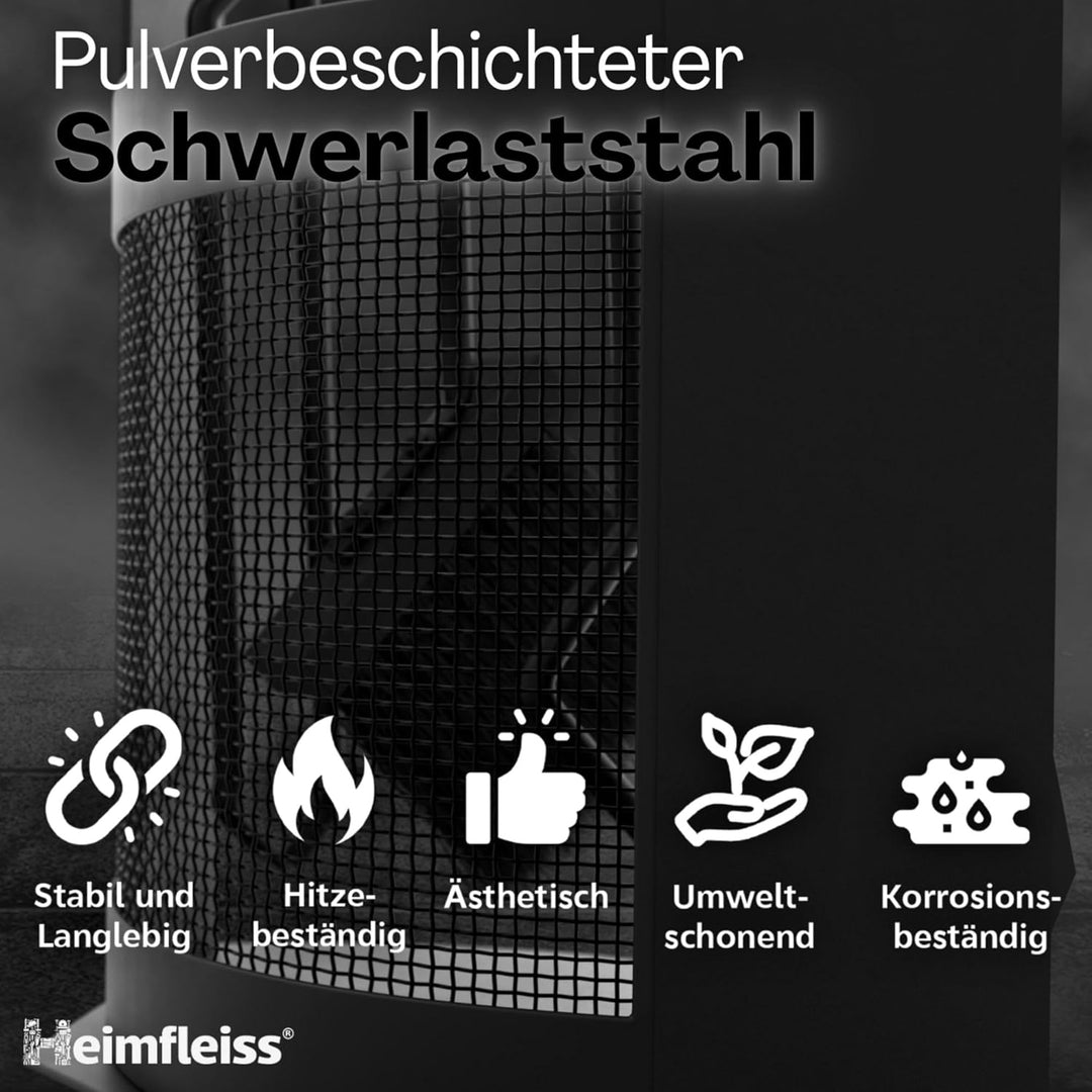 Heimfleiss® Kaminbesteck Schwarz Modern | Premium Ofenbesteck Kaminbesteck Set | Kaminzubehör mit Ho