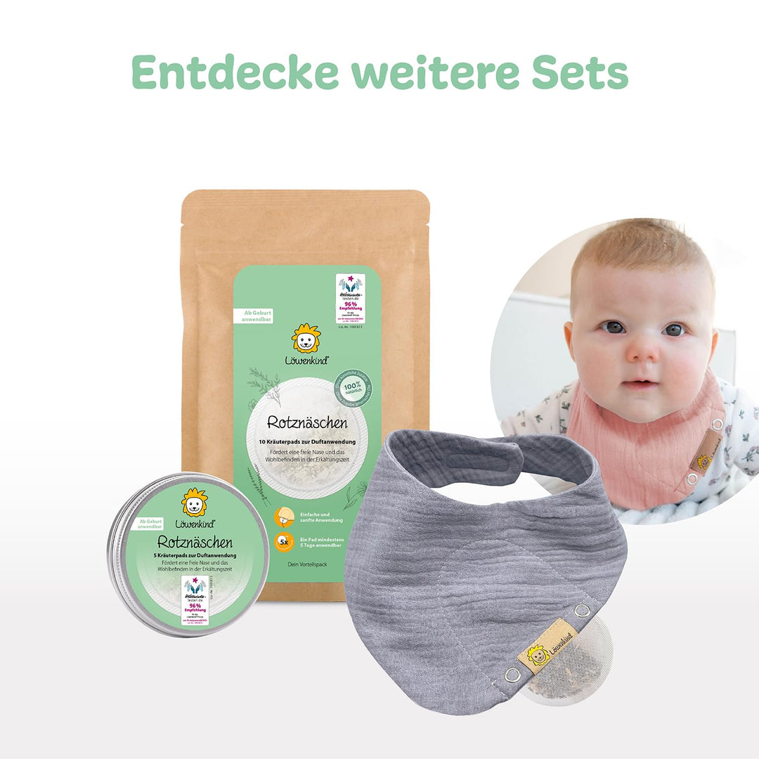 LÖWENKIND Gute-Nacht-Set für Einschlafprobleme bei Babys und Kindern Natürliche Kräuterpads ohne Zus