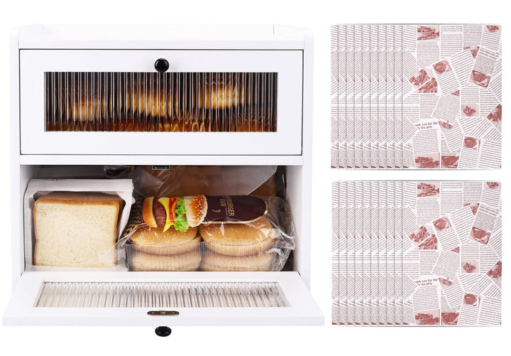 Brotkasten Holz, 2 Etagen Gross Brotbox mit Belüftungsloch, Längere Frische &amp; Einfache Pflege, Küche