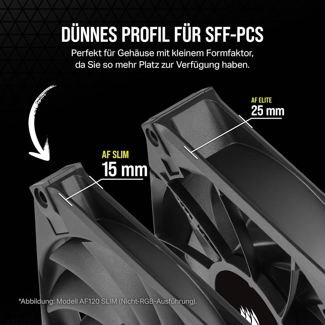 Corsair AF120 RGB Slim, 120-mm-PWM-Lüftersatz Mit Dynamischem Lager - Dünnes Profil Für Kleine Gehäu