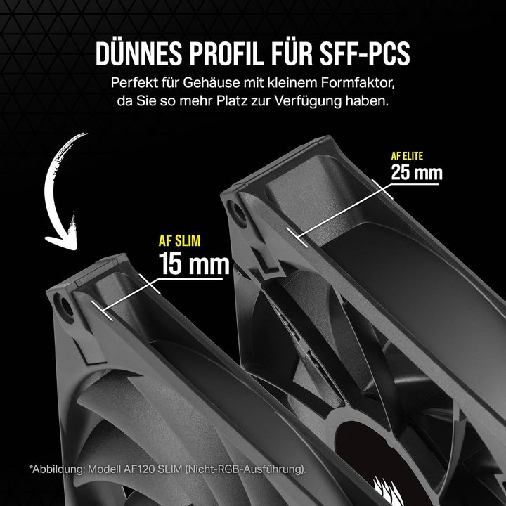 Corsair AF120 RGB Slim, 120-mm-PWM-Lüftersatz Mit Dynamischem Lager - Dünnes Profil Für Kleine Gehäu