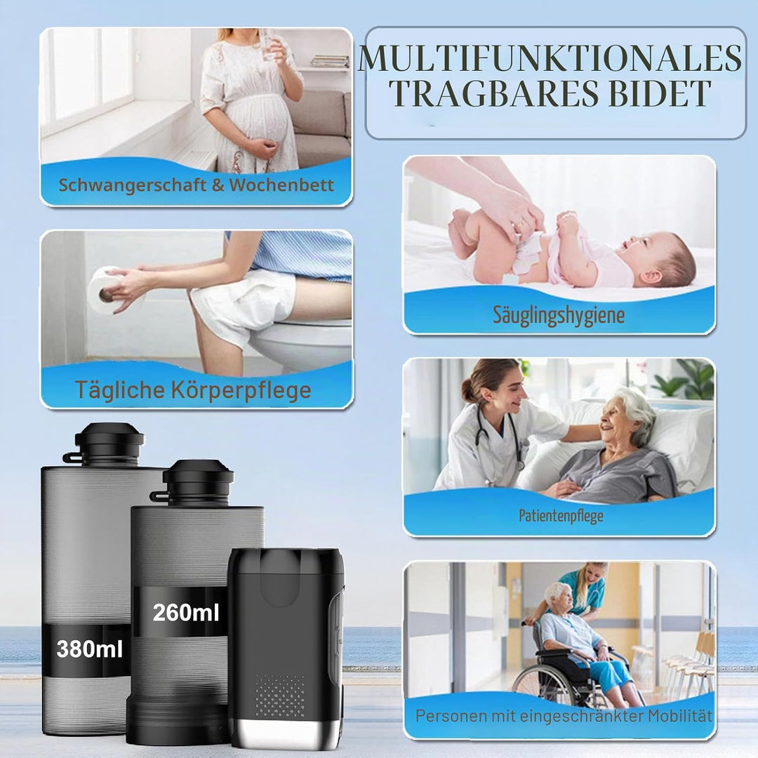Po Dusche Elektrische 260&380ml,Travel Bidet Portable Mit Adapter,2 Druckstufen Bidet Tragbares,Peri
