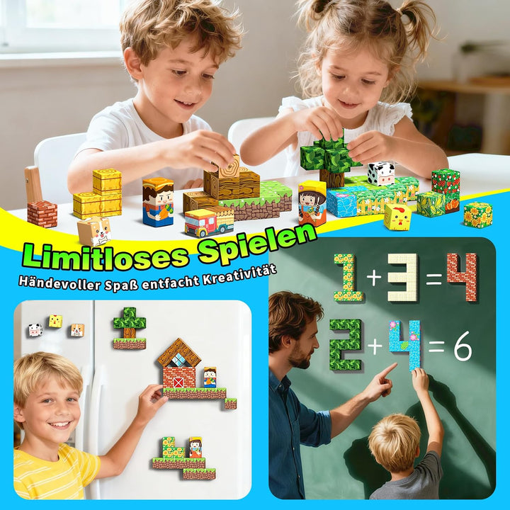 Goodtiles Magnetische Bausteine, Magnetbausteine, Reisespiele Kinder ab 3 | Magnetic Building Blocks
