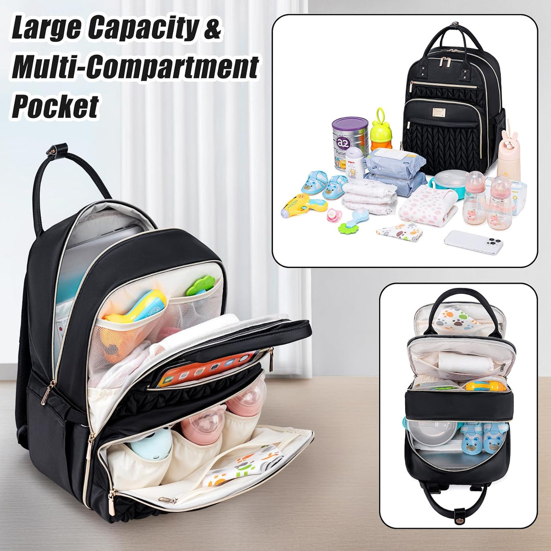 Wickeltaschen-Rucksack, stilvolle Baby-Wickeltasche, wasserdichter Reise-Wickelrucksack mit Wickelun