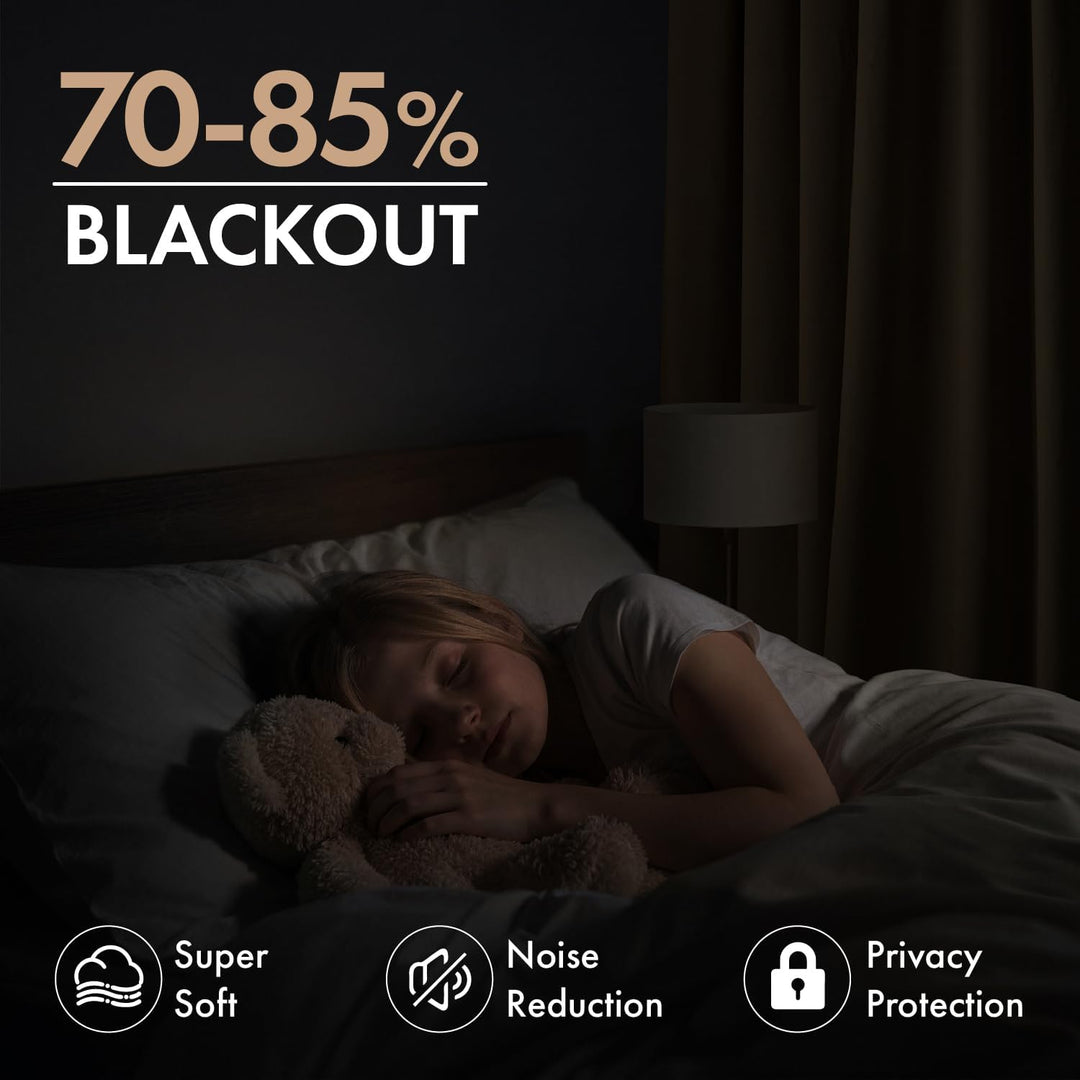 Woaboy Samtvorhänge Verdunkelungsvorhang Gardinen Samt mit Ösen Blickdicht für Wohnzimmer Blackout C