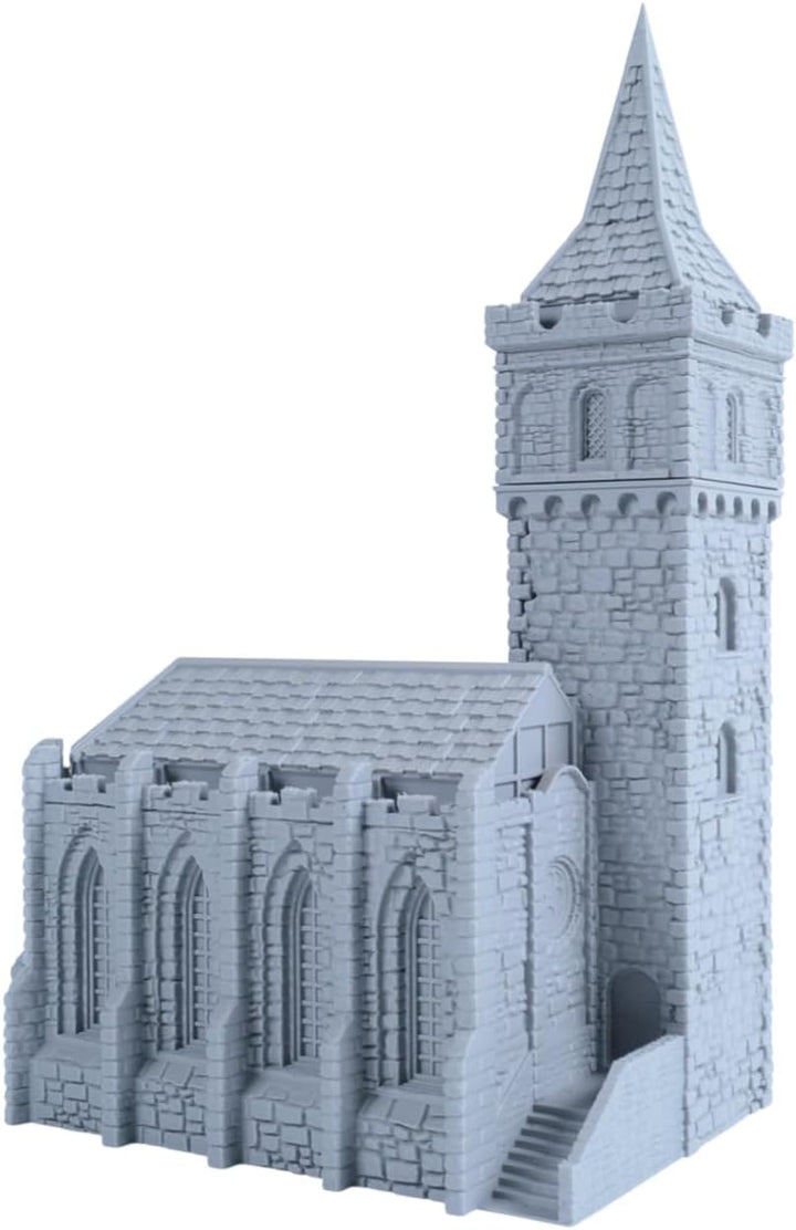 Gotische Dorfkirche Bausatz – 28mm Gelände Miniatur Gebäude aus PLA, 3D-Druck Kirche &amp; Kapelle Scatt