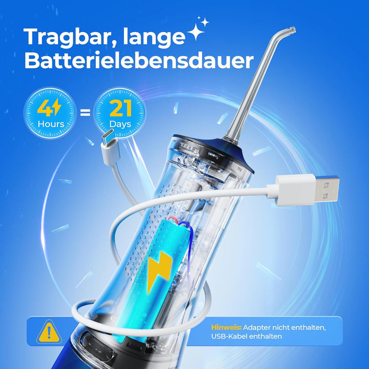 Operan Munddusche Kabellos, Tragbar Elektrische Zahndusche, Mattschwarz | Munddusche mit 300 ml Fass