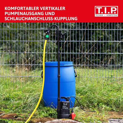 T.I.P. Tauchpumpe - Regenfasspumpe (2.700 l/h Fördermenge, mit Durchflussmengenregler, 13 m Förderhö