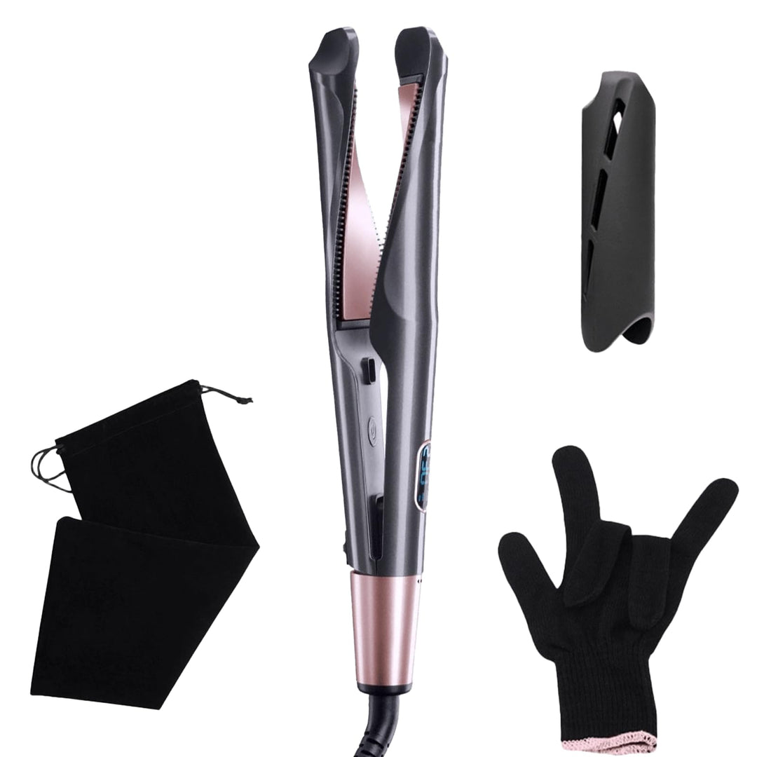2-in-1 Glätteisen & Lockenstab: LCD-Temp.display, 10 Temp.-Stufen (140-230°C), 3D-Floating-Platten,