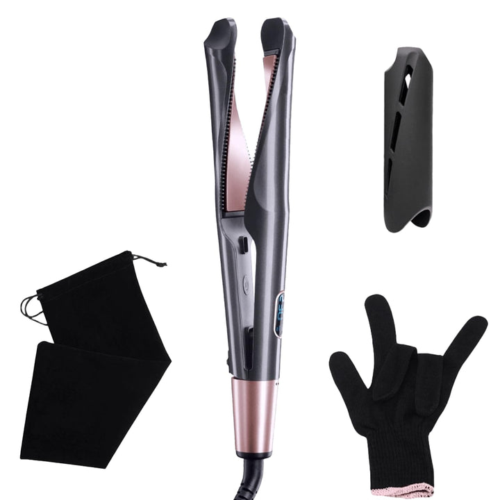 2-in-1 Glätteisen & Lockenstab: LCD-Temp.display, 10 Temp.-Stufen (140-230°C), 3D-Floating-Platten,