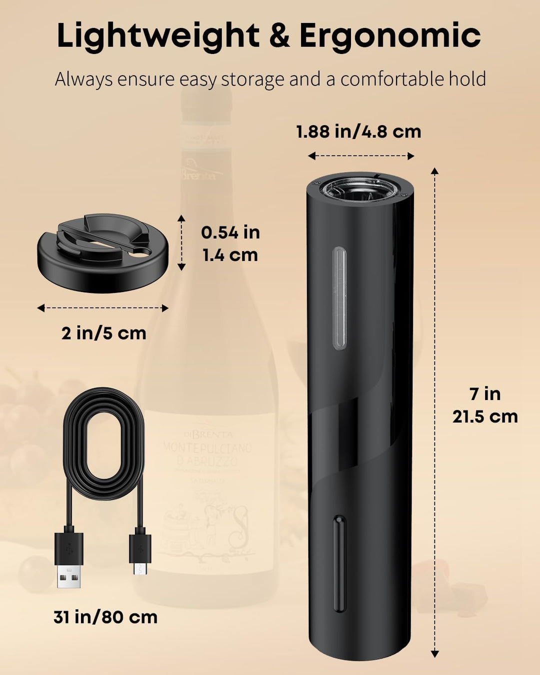 Pawfly Akku Elektrischer Weinflaschenöffner mit Folien Schneider Automatischer Weinöffner USB-C Aufl