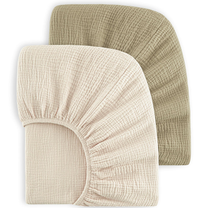 Bearmoss 2er Set Kinder Spannbettlaken,Musselin-Bettlaken 100% Baumwolle Baby-Bettlaken 60x120cm/140