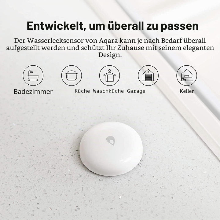 Aqara Wassermelder, Erfordert Aqara Hub, Wassersensor Drahtloser Flutdetektor für Alarmanlage und Sm