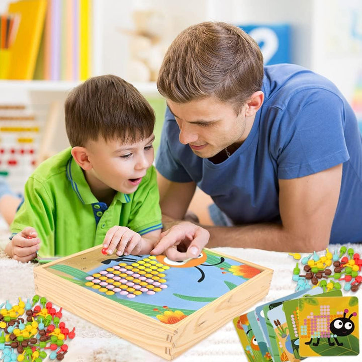 Gohytal Mosaik Steckspiel für Kinder, Spielzeug ab 2 3 4 5 Jahre Holz Mosaik Bastelset Kinder Pegboa