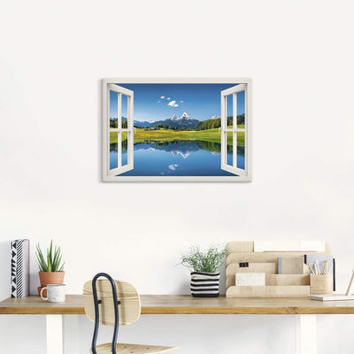 ARTland Leinwandbilder Wandbild Bild auf Leinwand 100x70 cm Landschaften Fensterblick T4RC Alpen Ber