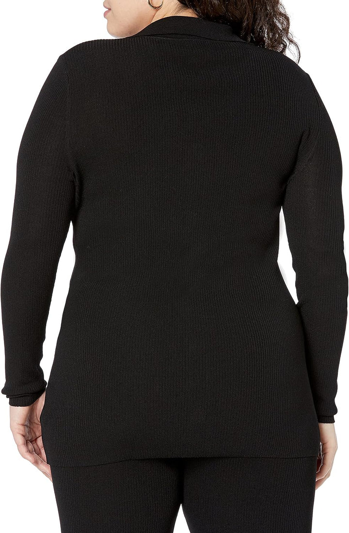 The Drop Constance Ripp-Pullover mit Knopfleiste für Damen XS Schwarz, XS Schwarz
