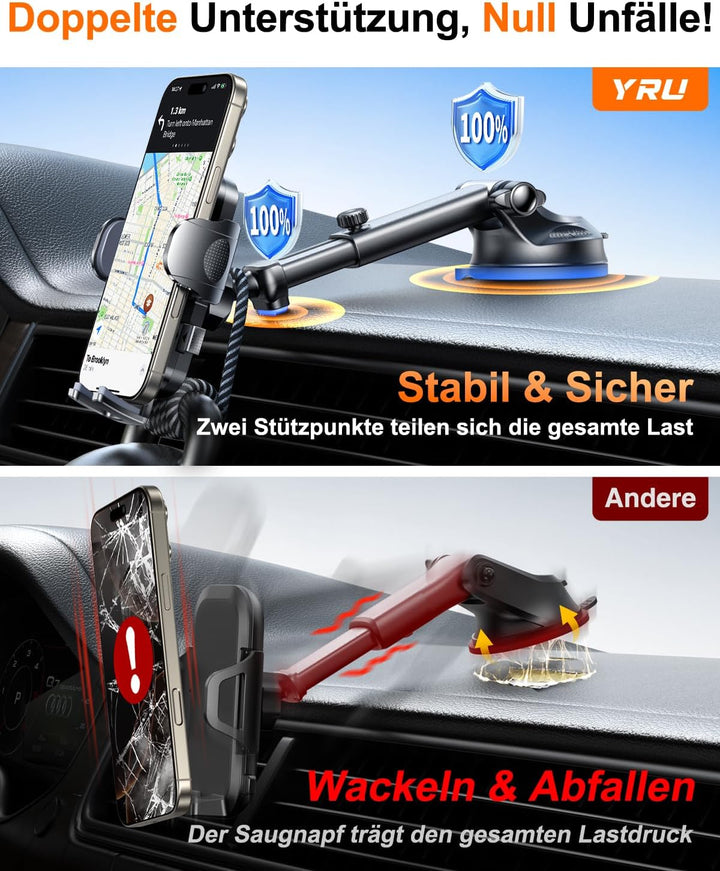 【2025 Militär-Klasse】Handyhalterung Auto Upgrade【Stärkst Saugnapf & Lüftungsclip】Handy Halterung Aut