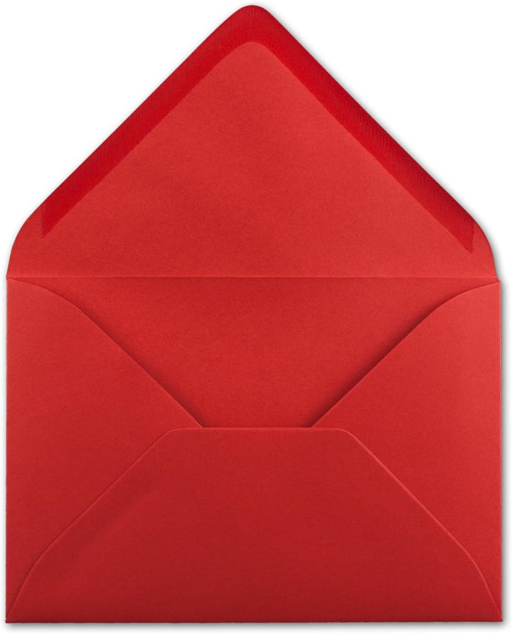 150 Brief-Umschläge - Rot - DIN C6-114 x 162 mm - Kuverts mit Nassklebung ohne Fenster für Gruss-Kar