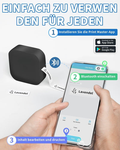 COLORWING Q30 Bluetooth Etikettendrucker, Beschriftungsgerät Selbstklebend Kompatibel Mit Ios Androi