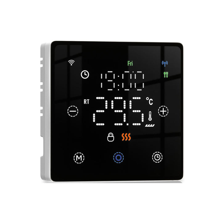 WLAN-Thermostat mit Batterien, Schwarz, Smart für Gasboiler, Touch-Display 86 x 86 mm, kompatibel mi