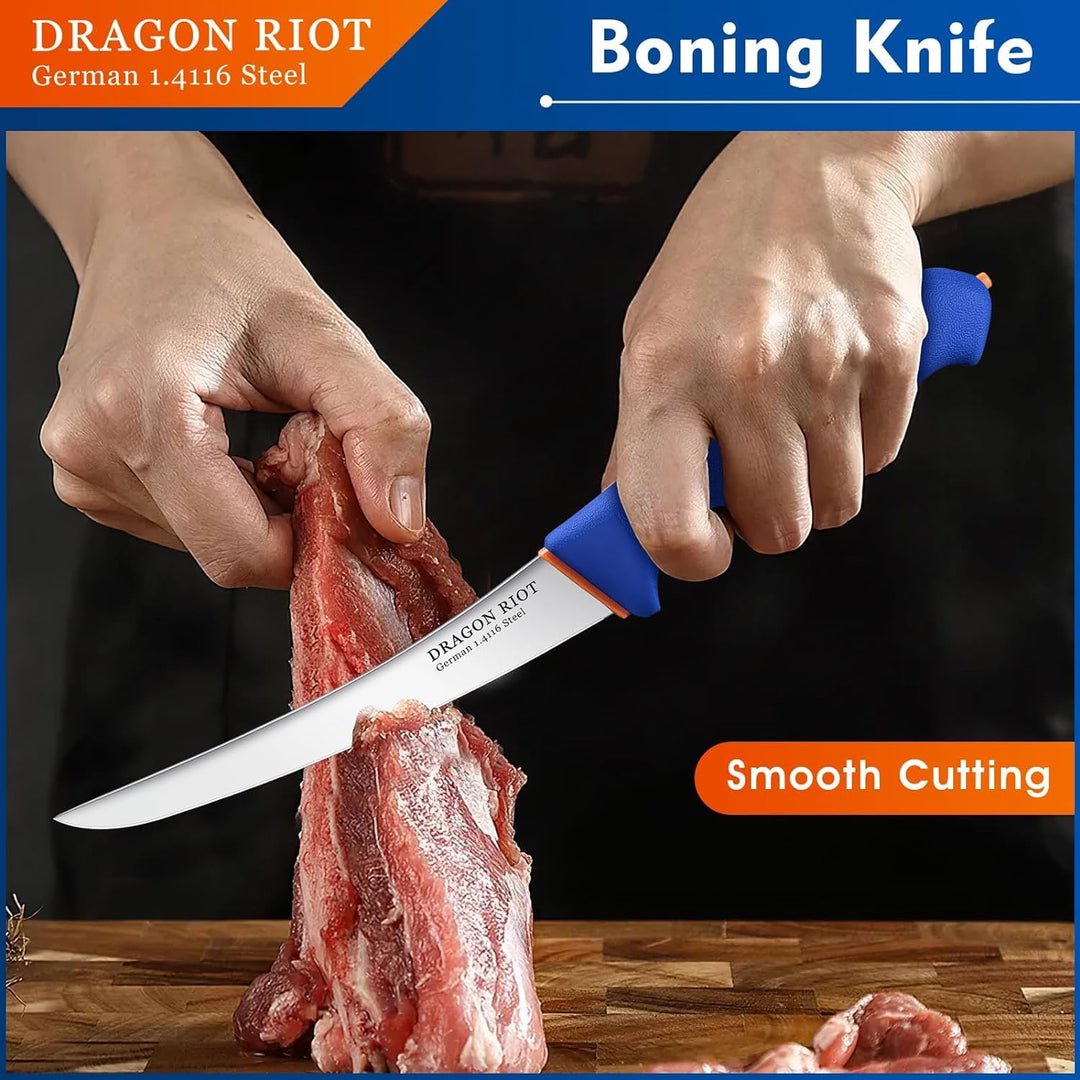 DRAGON RIOT Ausbeinmesser profi, 6 Zoll Fleischmesser extrem Scharf, Flexibel Metzgermesser, Küchenm