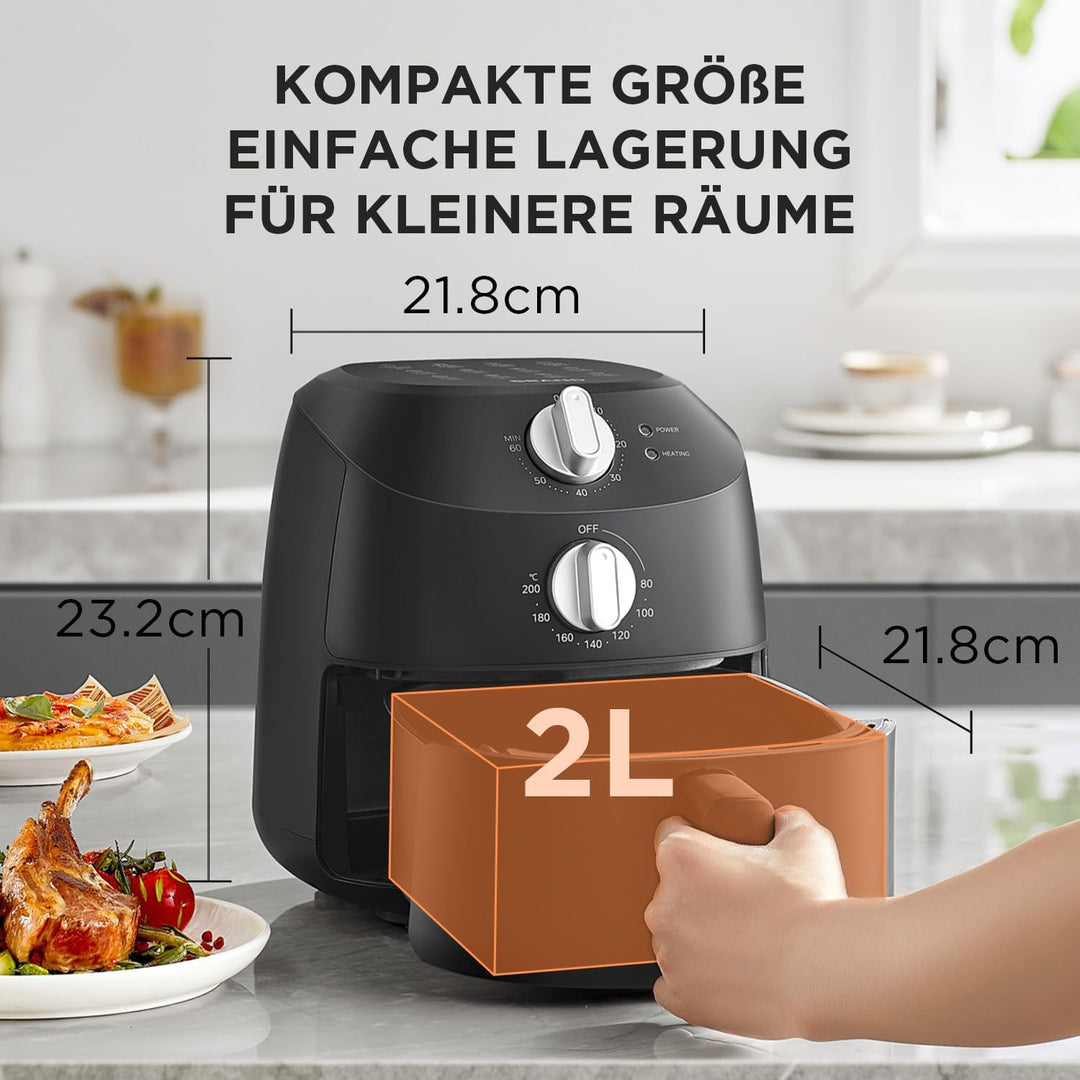 Midea Heissluftfritteuse 2L,1150W Airfryer, Frittieren ohne Öl, Heissluft Fritteusen, Automatische A