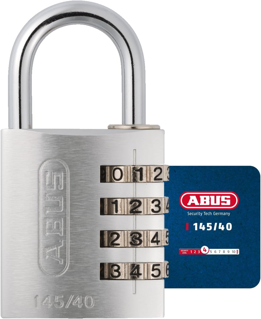 ABUS Zahlenschloss 145/40 Silber - Kofferschloss, Spindschloss u. v. m. - Aluminium-Vorhängeschloss