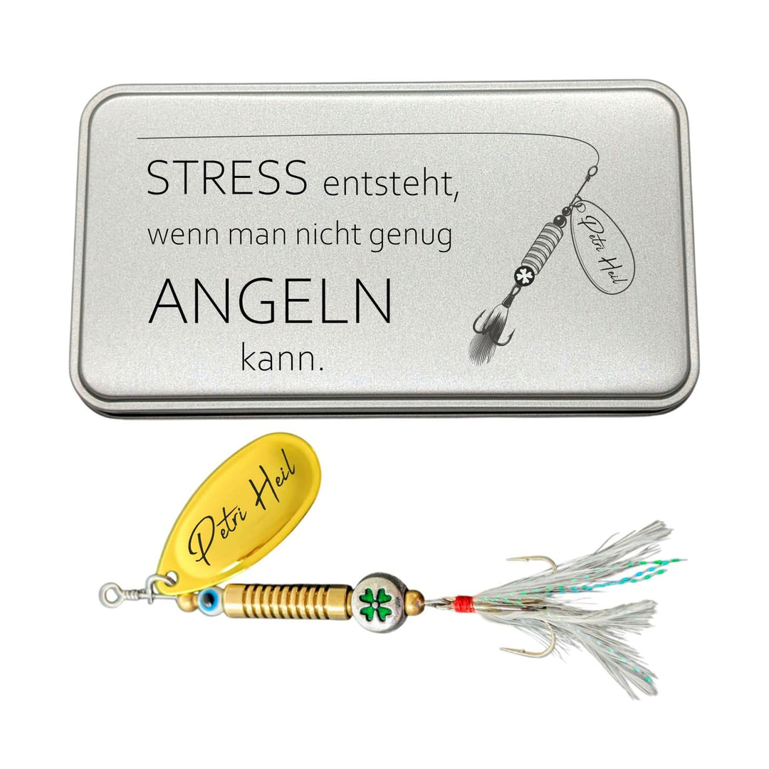 Gluecksfish Anglergeschenk mit Gravur - Männer - Frauen - Angelköder - Angelhaken - Spinner - Glücks