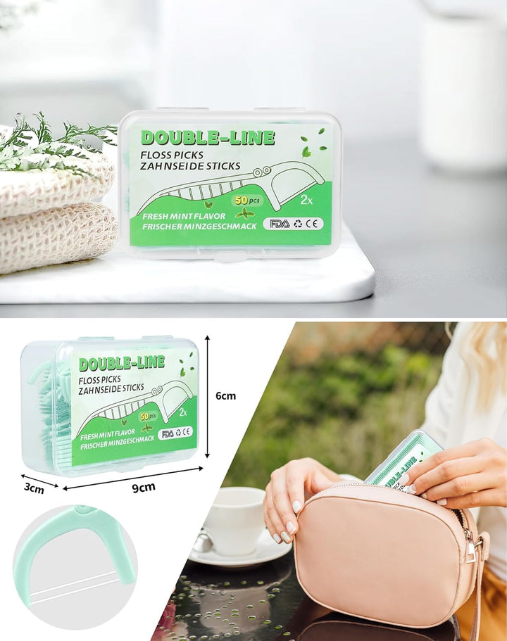 200 Stk. Zahnseide Sticks Minze Dental floss Mint Twin line Floss Zahnseide mit Zahnstocher Geschmac