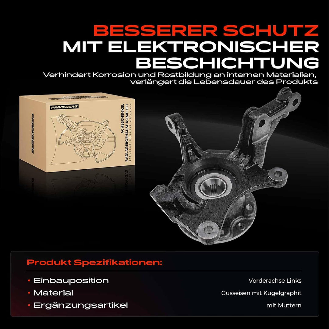 Frankberg Achsschenkel Radlagergehäuse Komplett Vorderachse Links Kompatibel mit Duster Kasten 1.2L