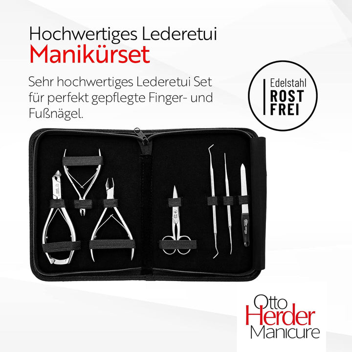Otto Herder Profi-Fusspflege Set Professionell 7-teilig, Hochwertige Podologie-Instrumente Schwarzes
