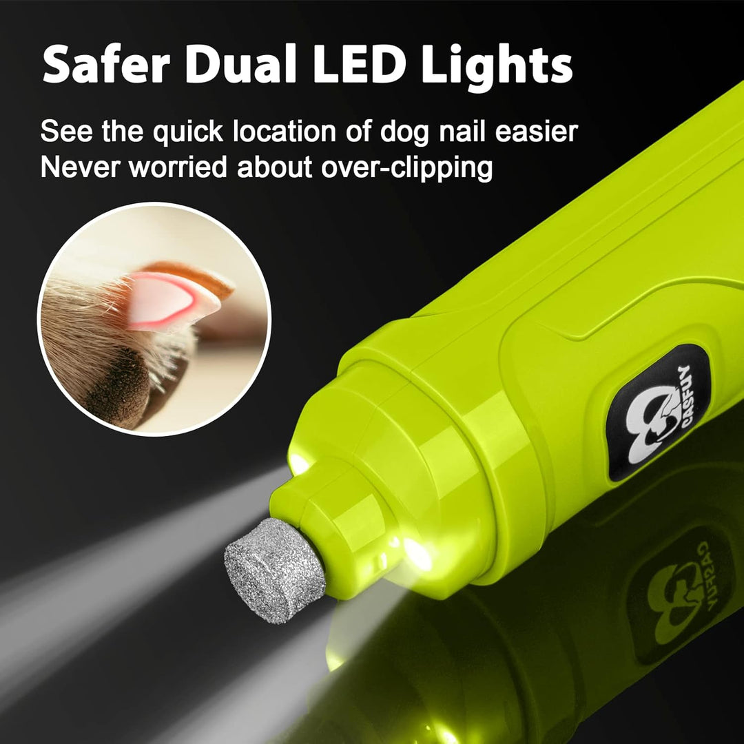 Casfuy Krallenschleifer für Hunde mit 2 LED-Leuchten – 2 Geschwindigkeiten, leiser, leistungsstarker