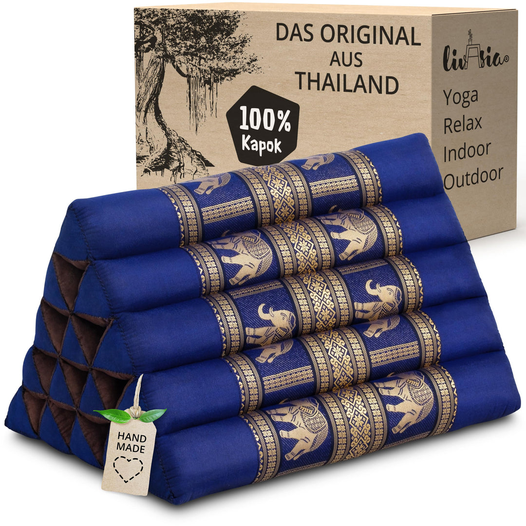 livasia Rückenstützkissen extrahoch mit Thaiseide - 38x55x35cm - Dreieckskissen für Garten/Balkon, K