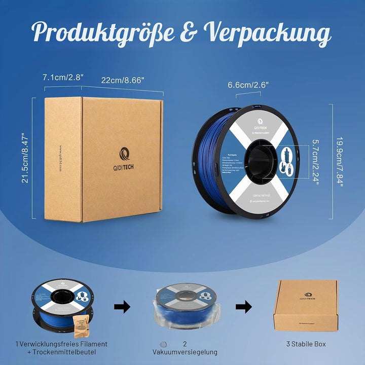 QIDI TECH PLA Rapido Filament 1.75mm, 3D Drucker Filament PLA, geeignet für Hochgeschwindigkeitsdruc