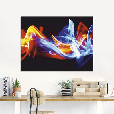 ARTland Glasbilder Wandbild Glas Bild einteilig 80x60 cm Querformat Abstrakte Kunst Feuer EIS Modern