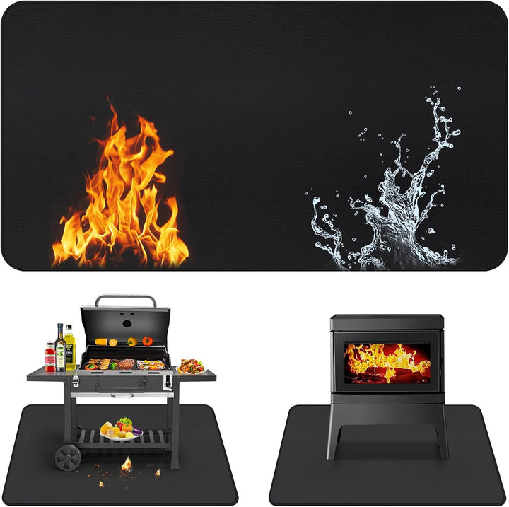 Digiroot Feuerfeste Unterlage 100×180cm, Faltbare Grillunterlage Bodenschutz, Silikon-Glasfaser Hitz