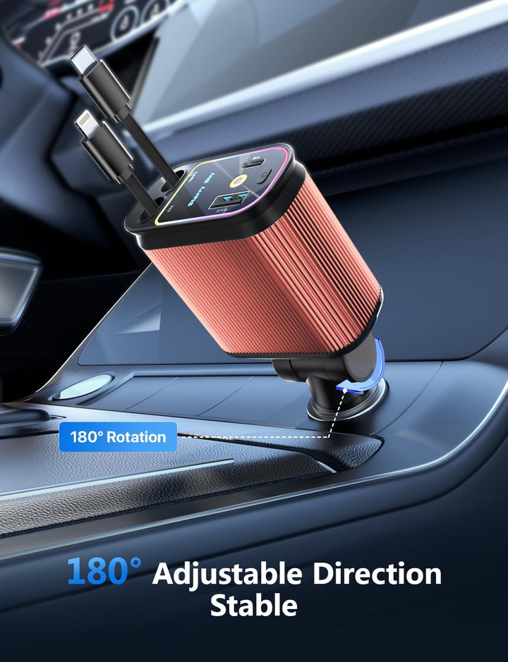 4 in 1 Zigarettenanzünder USB C 69W Auto Ladegerät Adapter, Einziehbares Sternenhimmel Auto Zubehör,