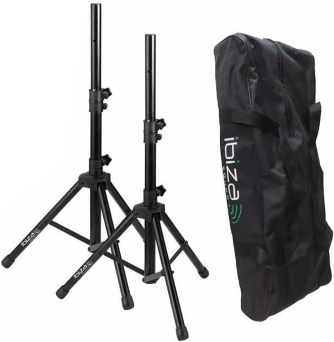 Ibiza - SS01B-MINI - 2 Lautsprecherständer aus Aluminium, max. 1,20 m und 30 kg - Inklusive Tragetas