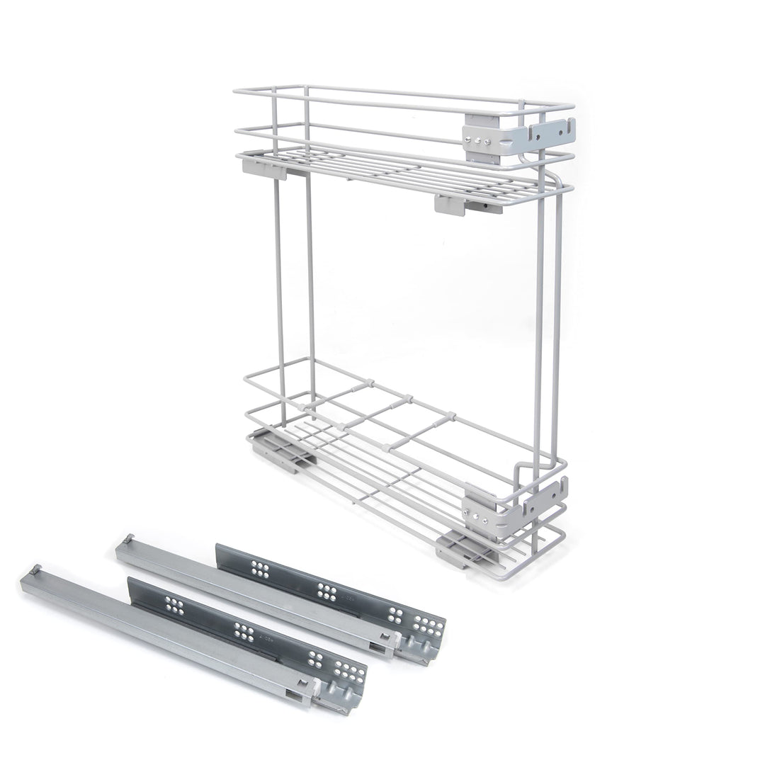 Emuca - Flaschenregal seitlich ausziehbar Supra mit sanftem Schliessen, Modul 150mm, Grau metallic,