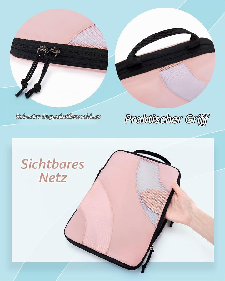 BAGSMART Packing Cubes Compression 4 Stück, Packwürfel Kompression Koffer Organizer Set, Travel Esse