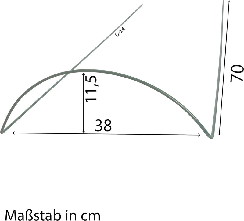 5 STÜCK Pflanzenstütze halbrund - Ø 38 cm - 70 cm hoch - aus 4mm kunststoffummantelten Draht - Für d