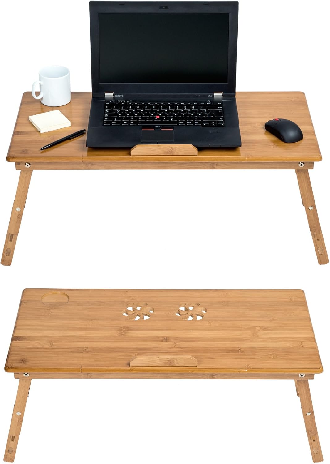 TecTake Laptoptisch Notebooktisch Betttisch faltbar klappbar höhenverstellbar aus Bambus - Diverse M