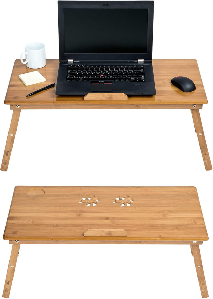 TecTake Laptoptisch Notebooktisch Betttisch faltbar klappbar höhenverstellbar aus Bambus - Diverse M